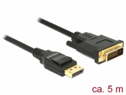 85315 Delock Kábel DisplayPort 1.2 dugó > DVI 24+1 dugó passzív 4K 30 Hz 5 m fekete