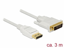 83815 Delock Cable DisplayPort 1.2 macho > DVI 24+1 macho pasivo 4K 30 Hz 3 m blanco