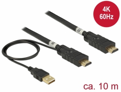 85536 Delock Erősítő kábel nagy sebességű HDMI Ethernet - HDMI-A apa > HDMI-A apa 4K 60 Hz 10 m aktív
