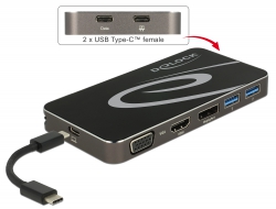 87722 Delock USB Type-C™ 3.1 Docking Station HDMI + DP + VGA 1080p, USB Hub and USB PD function
