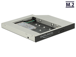 62718 Delock Caddy Slim SATA 5.25″ Einbaurahmen (13 mm) für 1 x M.2 SSD Key B / 1 x mSATA SSD 