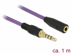85623 Delock Verlängerungskabel Audio Klinke 3,5 mm Stecker / Buchse 4 Pin 1 m violett