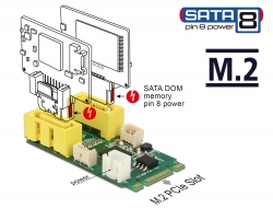 63464 Delock Konvertor M.2 Key B+M samec > 2 x SATA pin 8 s napájením samec