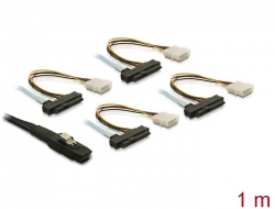 83066  Delock Kabel mini SAS 26pin zu 4x SAS 29 pin (SFF 8086 - SFF 8482 + Power) 1m