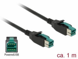 85492 Delock PoweredUSB kábel apa 12 V > PoweredUSB apa 12 V 1 m, POS nyomtatókhoz és csatlakozókhoz