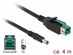 85500 Delock Câble PoweredUSB mâle 12 V > DC 5,5 x 2,1 mm mâle 4 m pour imprimantes et terminaux POS