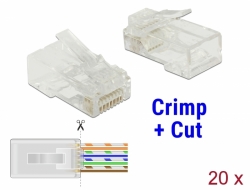 86451 Delock RJ45 Crimp+Cut Plug Cat.5e UTP 20 pieces
