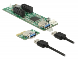 41433 Delock Riser Card PCI Express x1 > 2 x PCIe x1 with 30 cm USB cable