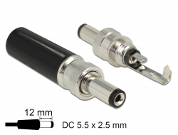 89916 Delock Connector DC 5.5 x 2.5 mm with 12.0 mm length male soldering version
