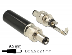89913 Delock Connector DC 5.5 x 2.1 mm with 9.5 mm length male soldering version