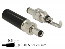 89914 Delock Connector DC 5.5 x 2.5 mm with 9.5 mm length male soldering version