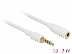 85634 Delock Cable de extensión para conector estéreo de 3,5 mm de 4 pines macho a hembra de 3 m blanco