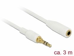85589 Delock Stereo Jack prodlužovací kabel 3,5 mm 3 pin samec na samici 3 m bílá