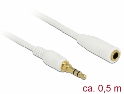 85575 Delock Stereo Jack prodlužovací kabel 3,5 mm 3 pin samec na samici 0,5 m bílá