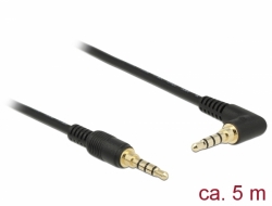 85619 Delock Stereo Jack Cable 3.5 mm 4 pin male > male angled 5 m black