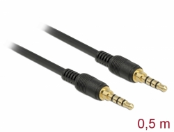 85592 Delock Conector de Cable Estéreo de 3,5 mm de 4 pines macho > macho 0,5 m negro
