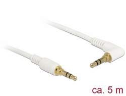 85573 Delock Conector de Cable Estéreo de 3,5 mm de 3 pines macho > macho en ángulo 5 m  blanco