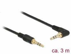 85570 Delock Stereo Jack Cable 3.5 mm 3 pin male > male angled 3 m black