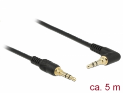 85572 Delock Conector de Cable Estéreo de 3,5 mm de 3 pines macho > macho en ángulo 5 m  negro