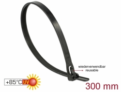 18758 Delock Cable ties reusable heat-resistant L 300 x W 7.6 mm 100 pieces black