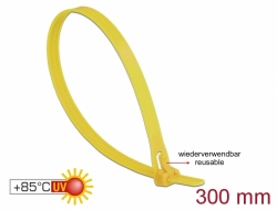 18761 Delock Kábelösszekötő újrahasznosítható hőálló hossza 300 mm, szélessége 7,6 mm, 100 db. sárga