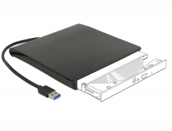 42602 Delock Külső váz 12,7 mm magasságú, 5.25″ Slim SATA meghajtókhoz USB A-típusú apa csatlakozóval