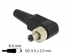 90290 Delock Connector DC 5.5 x 2.5 mm with 9.5 mm length male angled soldering version