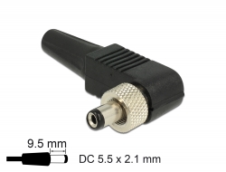 90291 Delock Connector DC 5.5 x 2.1 mm with 9.5 mm length male angled soldering version