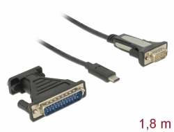 62904 Delock Adapter USB Type-C™ > 1 x złącze szeregowe DB9 RS-232 + adapter DB25