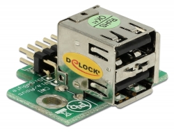 41763 Delock USB Pinheader Stecker zu 2 x USB 2.0 Buchse - oben