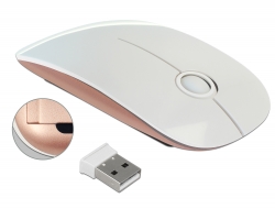12536 Delock Mouse óptico de 3 botones inalámbrica de 2,4 GHz blanco / rosa