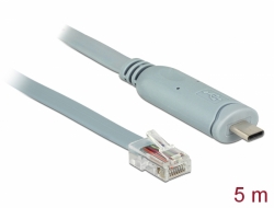 89892 Delock Adaptér USB 2.0 Type-C™ samec > 1 x Serial RS-232 RJ45 samec 5,0 m šedá