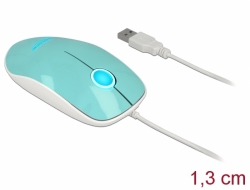 12538 Delock Optická 3-tlačítková LED myš USB Typ-A tyrkysová