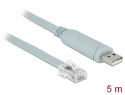 63308 Delock Adattatore USB 2.0 Tipo-A maschio > 1 x Seriale RS-232 RJ45 maschio 5,0 m grigio