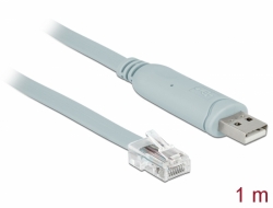 63911 Delock Adapter USB 2.0 Typ-A hane > 1 x Serial RS-232 RJ45 hane 1,0 m grå