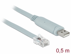 63920 Delock Adapter USB 2.0 Typ-A hane > 1 x Serial RS-232 RJ45 hane 0,5 m grå