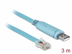 63289 Delock Adapter USB 2.0 Typ-A hane > 1 x Serial RS-232 RJ45 hane 3,0 m blå