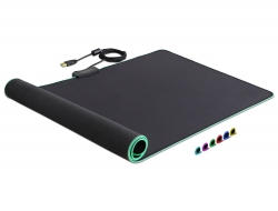12556 Delock USB-musmatta 900 x 400 x 3 mm med RGB-belysning