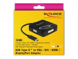 DVI or DisplayPort Monitor DeLOCK USB Type-C Adapter for VGA HDMI