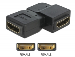 65078 Delock Adapter HDMI female to HDMI female 90° left
