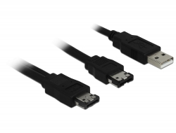 84387 Delock Power Over eSATA Y- Kabel > USB und eSATA Stecker 1m