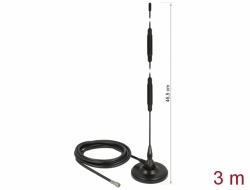 12428 Delock LTE Antenne SMA Stecker 7 dBi starr omnidirektional mit magnetischem Standfuß und Anschlusskabel RG-58 3 m outdoor schwarz