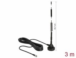 12427 Delock LTE Antenna SMA plug 5 dBi 33.7 cm fixed omnidirectional with magnetic base and connection cable RG-58 3 m outdoor black