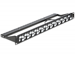 43279 Delock 19″ Keystone Patch Panel 24 Port staggered with strain relief
