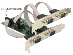62922 Delock Karta PCI Express x1 do 3 x Port szeregowy RS-232 + 1 x TTL 3,3 V / RS-232 z zasilaniem