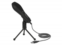 65939 Delock USB Kondensator Mikrofon mit Tischständer - ideal für Gaming, Skypen und Gesang