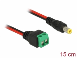 85706 Delock Cablu DC 5,5 x 2,5 mm tată la bloc terminal 2 pini 15 cm