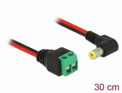 85710 Delock Cable DC 5.5 x 2.5 mm male to Terminal Block 2 pin 30 cm angled