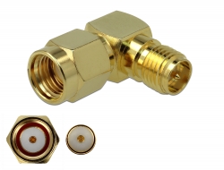 89968 Delock Adapter RP-SMA plug to RP-SMA jack 90° 3 GHz