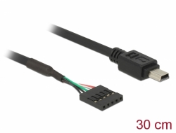 83170 Delock Kabel USB 2.0 Pfostenbuchse 5 Pin > USB 2.0 Typ Mini-B Stecker 30 cm